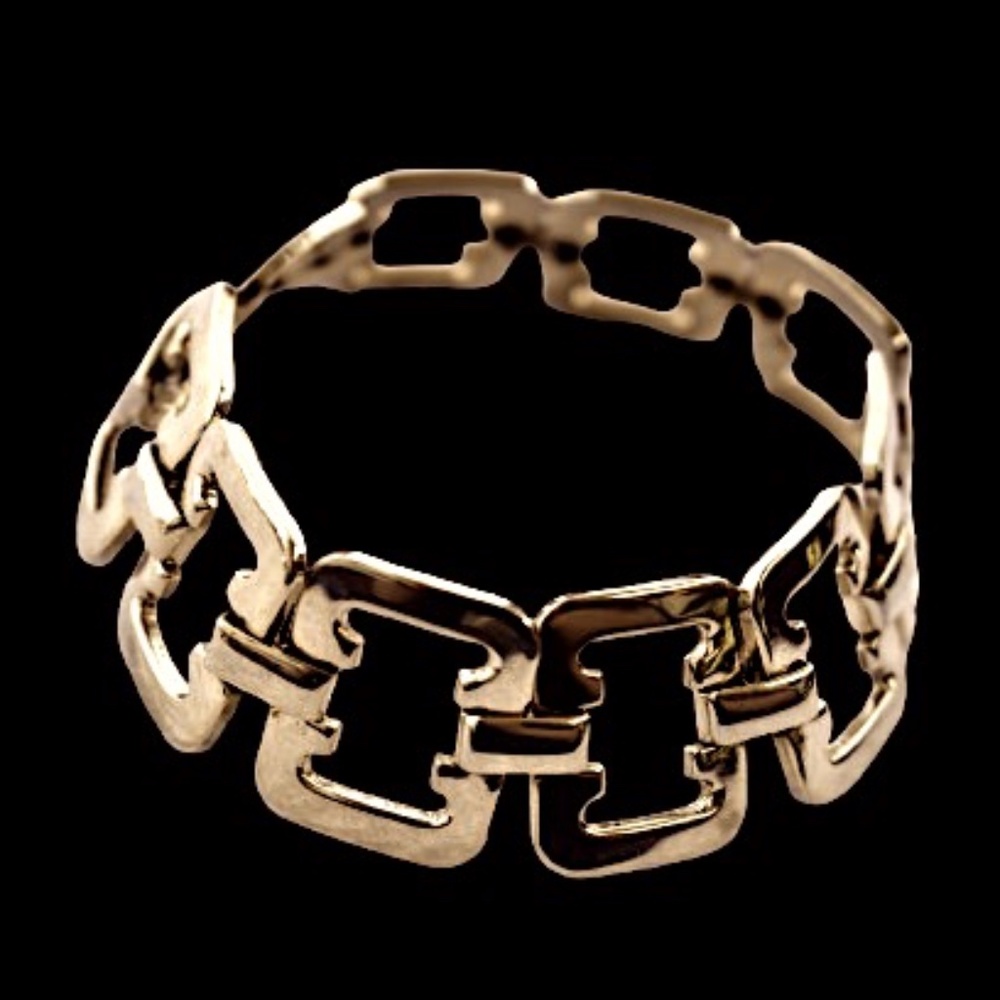 SARAH COVENTRY Vintage Gold Square Link Chunky Bracelet